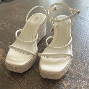 Zara Cream Wedge Sandals